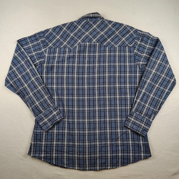 Wrangler Wrancher Pearl Snap Plaid Shirt Mens Large Western Rodeo - Picture 2 of 8